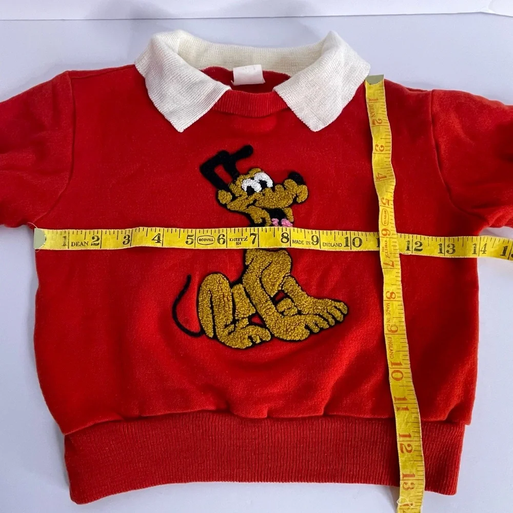 Vintage Disney Kids Pluto Sweatshirt Knit Collar Soft Flaws Read Description HTF - Picture 11 of 11